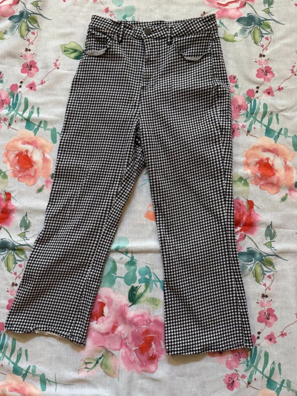 Blue Gingham Capris